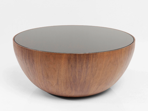 TEAR DROPS - Low round wood and glass coffee table - Coffee table by KARE Design
