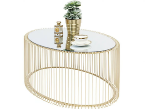 WIRE UNO - Oval mirrored glass coffee table - Coffee table by KARE Design