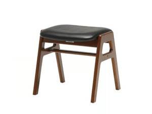 Stackable stool - Wooden and vinyl leather stacking stool - Stool by KARIMOKU