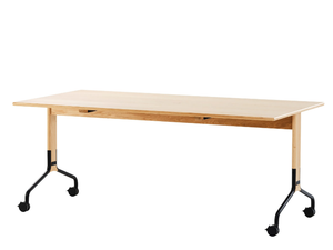 ROLLO - Rectangular wood veneer table with castors - Table by Karl Andersson