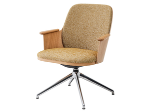 SANDER LOUNGE - Swivel trestle-based fabric chair with armrests - Chair by Karl Andersson