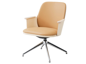 SANDER LOUNGE - Trestle-based leather chair with armrests - Chair by Karl Andersson
