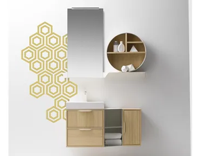 MUTEVOLE 05 - Wall-mounted vanity unit with drawers - Washbasin cabinet by Karol