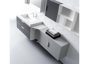 MUTEVOLE 09 - Wall-mounted vanity unit with towel rail - Washbasin cabinet by Karol