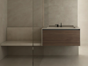 TOSCA 09 - Single wall-mounted vanity unit with integrated washbasin - Washbasin cabinet by Karol