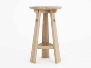 EAST - Round solid wood counter stool with footrest - Stool by KARPENTER