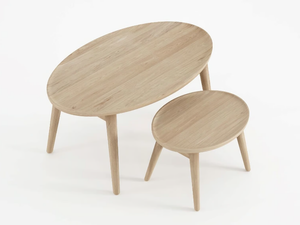EAST - Set of 2 oval solid wood coffee tables - Coffee table by KARPENTER