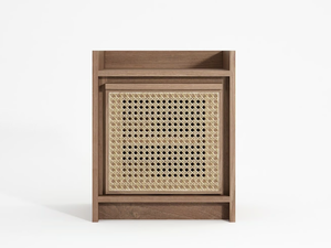 ROOTS - Solid wood and rattan bedside table - Side table by KARPENTER