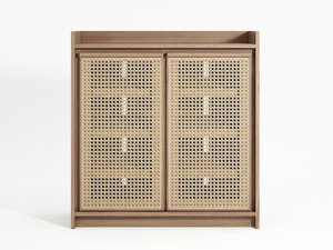 ROOTS - Solid wood and rattan shoe cabinet - Cabinet by KARPENTER