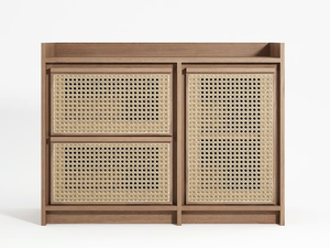 ROOTS - Solid wood and rattan sideboard - Cabinet by KARPENTER