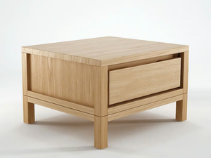 SOLID - Square wooden bedside table with drawers - Side table by KARPENTER