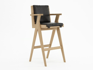 TRIBUTE - Solid wood barstool with armrests - Stool by KARPENTER
