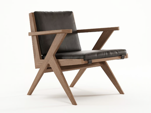 TRIBUTE - Upholstered solid wood easy chair with armrests - Armchair by KARPENTER