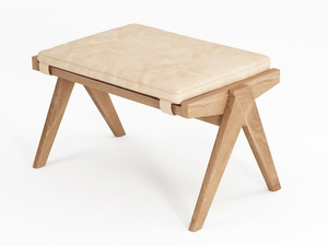 TRIBUTE - Upholstered solid wood footstool - Pouf by KARPENTER