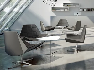 KAYAK - Swivel with 4-spoke base leather easy chair - Chair by Kastel