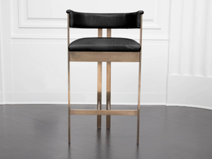 ELLIOTT - Upholstered metal barstool with armrests - Stool by Kelly Wearstler