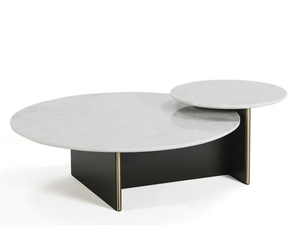 ANT - Round marble coffee table with metal base - Coffee table by Kendo Mobiliario