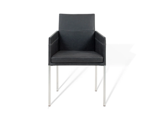 TEXAS FLAT - Upholstered leather chair with armrests - Chair by KFF