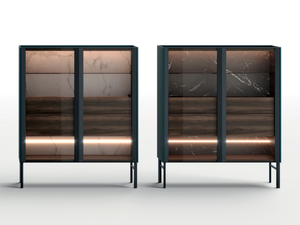 ARYA - Wood and glass highboard with integrated lighting - Cabinet by Kico