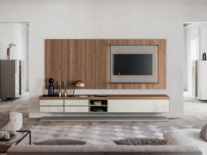 QUARANTACINQUE - Wall-mounted wooden TV wall system - Cabinet by Kico