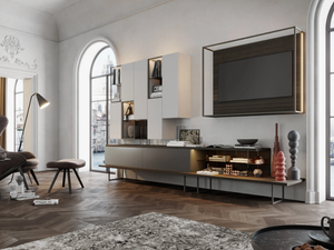TECA 07 - Wall-mounted wooden TV wall system - Cabinet by Kico