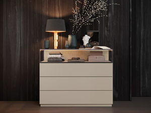 TECA - Wooden chest of drawers with integrated handles - drawer by Kico