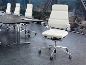 AURAY - Swivel leather office chair with 5-Spoke base - Office Chair by König Neurath