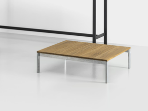 BE-EASY SLATTED - Square teak garden side table - Side table by Kristalia