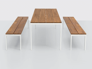 BE-EASY SLATTED - Teak garden bench - Bench by Kristalia