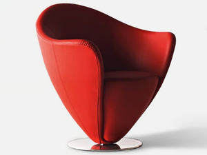 MON PETIT COEUR - Swivel upholstered leather armchair - Armchair by La Cividina