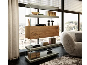 AIR - 1463 - Open wood and glass bookcase - Cabinet by Lago