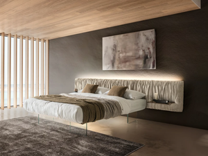 AIR REPLIS - Double bed with upholstered headboard - Bed frame by Lago