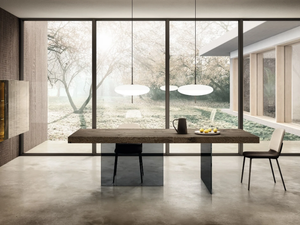 AIR WILDWOOD - Rectangular wood and glass table - Table by Lago