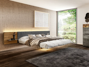 FLUTTUA 1611 - Double bed with integrated nightstands - Bed frame by Lago