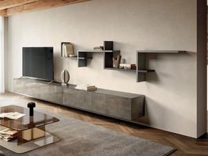 LAGOLINEA - 2674 - Wall-mounted glass storage wall - Cabinet by Lago