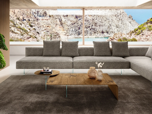 LEAN - Rectangular wood and glass coffee table - Coffee table by Lago