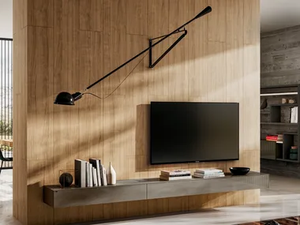 MATERIA 1042 - Wall-mounted glass TV cabinet with drawers - Cabinet by Lago