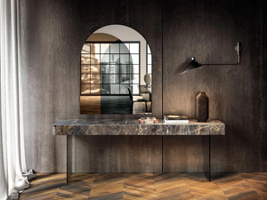 MATERIA - 1475B - Rectangular glass console table with drawers - Console by Lago