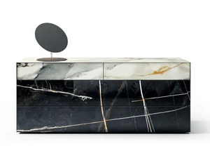 MATERIA - 2144 - Marble effect glass chest of drawers - drawer by Lago