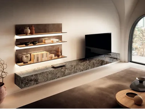 MATERIA - 2158 - Glass TV wall system - Cabinet by Lago