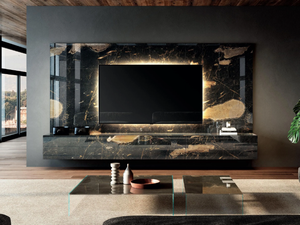 MATERIA - 2159 - Glass TV wall system - Cabinet by Lago