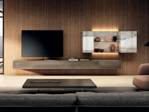 MATERIA - 2672 - Wall-mounted glass storage wall - Cabinet by Lago
