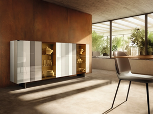 N.O.W. - 1382 - Glass highboard with integrated lighting - Cabinet by Lago