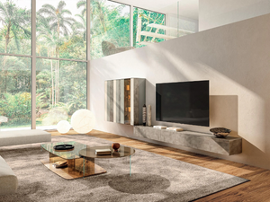 N.OW. - 2163 - Wall-mounted glass TV wall system - Cabinet by Lago