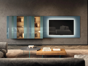 N.O.W. - 2678 - Wall-mounted glass storage wall with integrated lighting - Cabinet by Lago