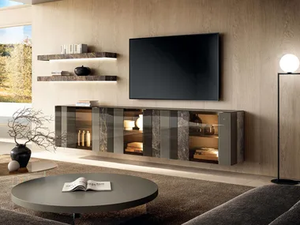 N.O.W. - 2679 - Wall-mounted glass storage wall with integrated lighting - Cabinet by Lago