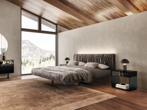 STEEL REPLIS - Double bed with upholstered headboard - Bed frame by Lago