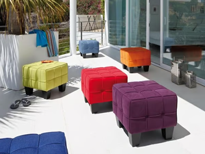CUBE - Upholstered tufted fabric stool - Stool by Lambert