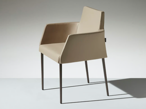 FLEET - Leather easy chair with armrests - Armchair by LAMM