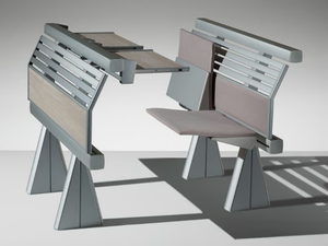 RUNNER - Bench desk with integrated chairs - Desk by LAMM